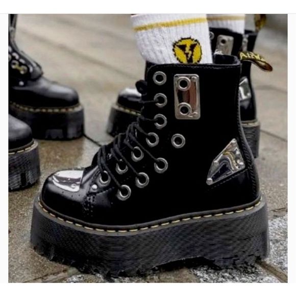 Not for sale***Dr. Martens Jadon max Rebel platform metal leather boots 8 - Picture 1 of 12